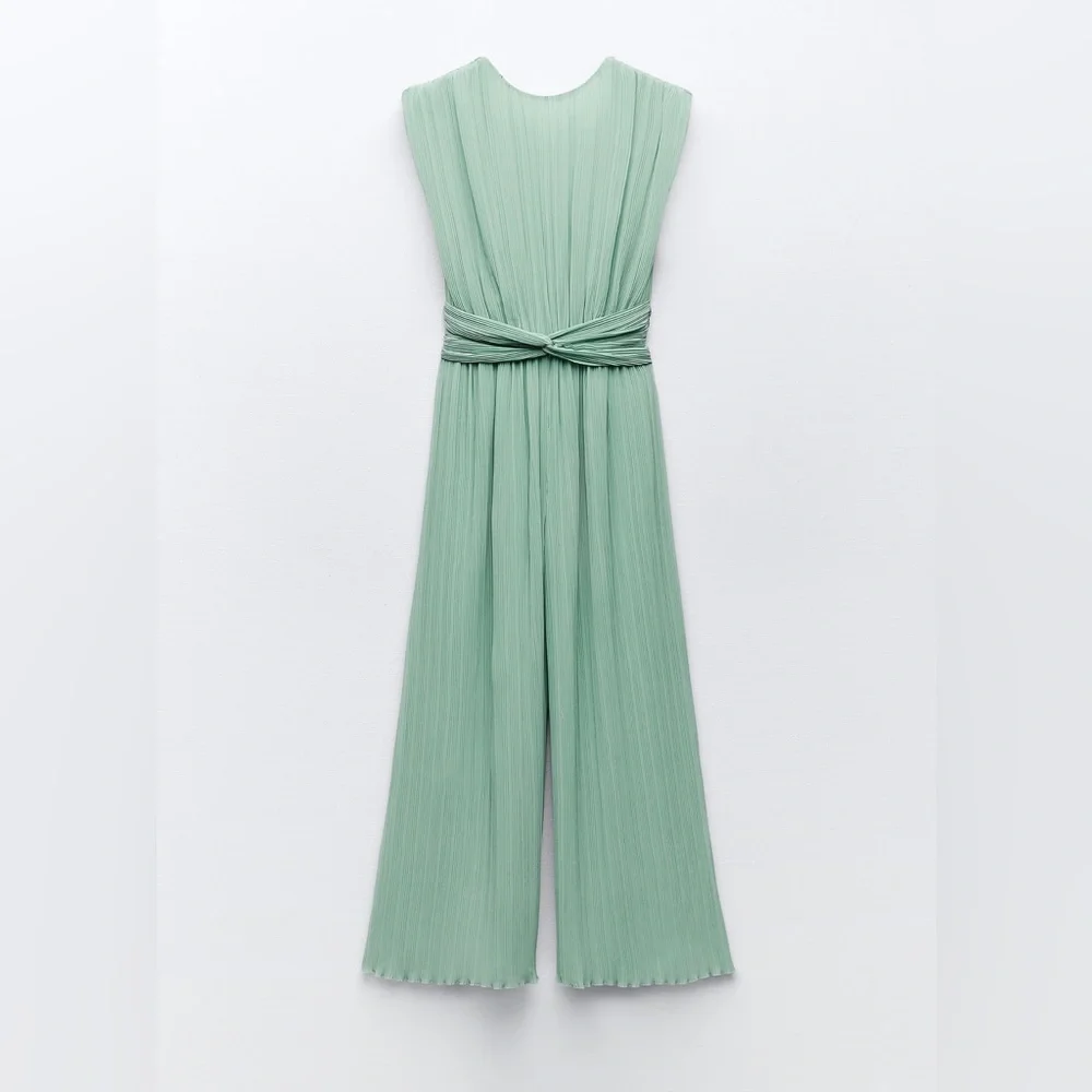 ZARA CLASSY KNOTTED PLEATED JUMPSUIT - Picture 4 of 9